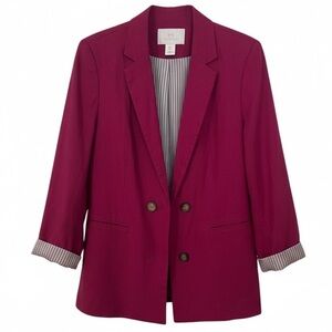 H by Halston Magenta Blazer with Striped Lining